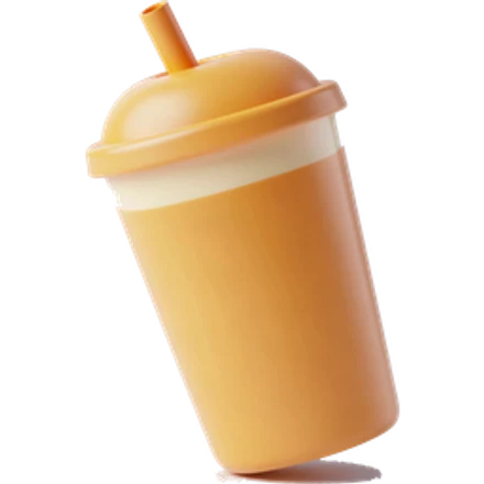 Stylised cup of golden calamansi iced tea.