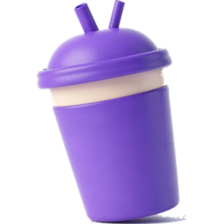 Stylised cup of ube latte, deep violet with a cream layer.